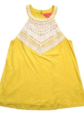 Lilly Pulitzer Yellow Lace Tank Top XS Bright Summer